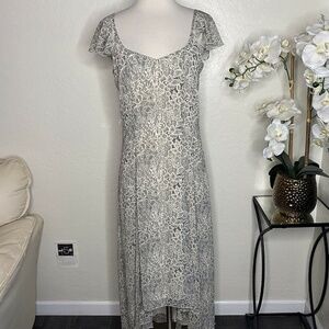 Belle Badgley Mischka Lace Print Dress Grey Sz 8
